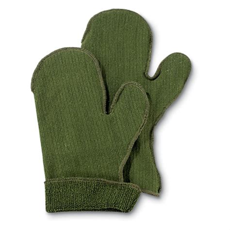 Shearling and knit mittens Military green 